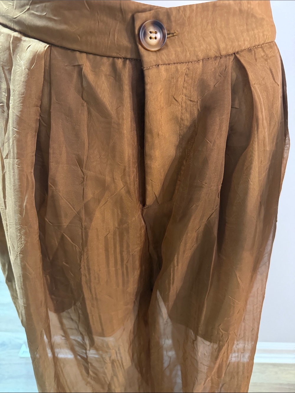 Fashion Nova Brown Sheer Wide-Leg Palazzo Pants - Picture 2 of 6